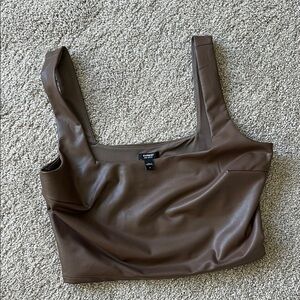 Brown Faux Leather Women's cropped tank